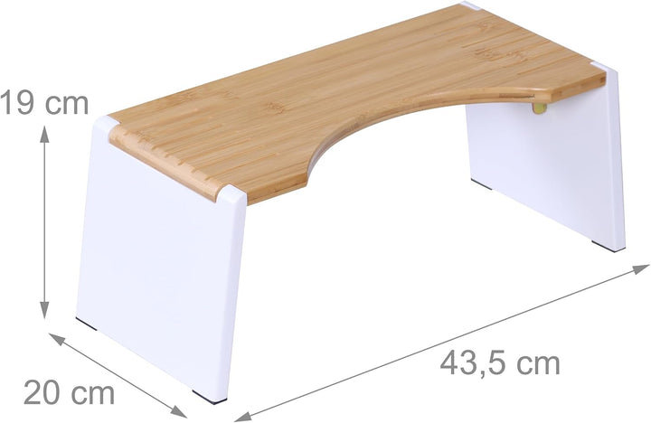 Relaxdays Toilettenhocker, klappbar, Hocker Toilettengang, Erwachsene, Bambus, rutschfest, HBT 19x43
