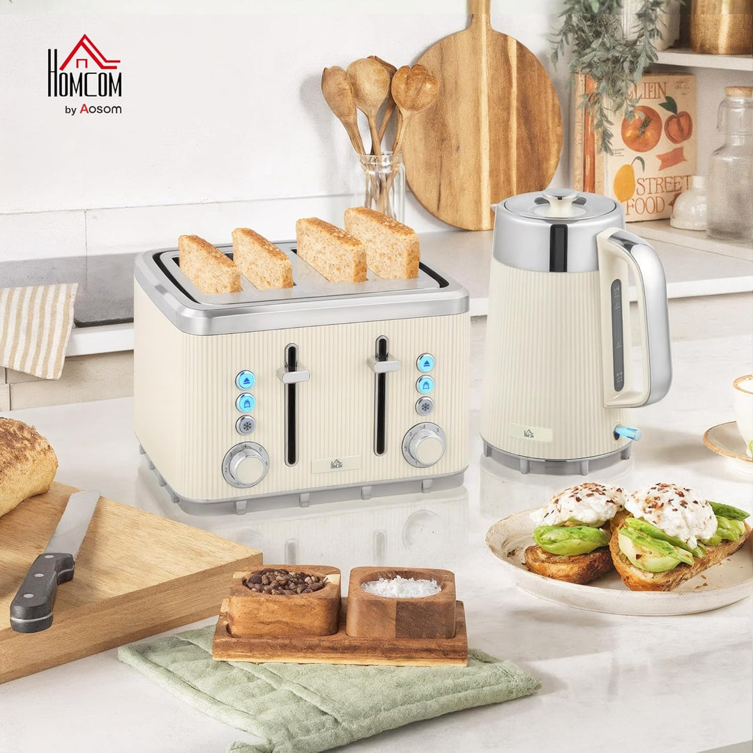HOMCOM Wasserkocher Toaster Set 1,7L 2200W Schnell Wasserkocher mit Edelstahl-Innenraum, Kalkfilter,