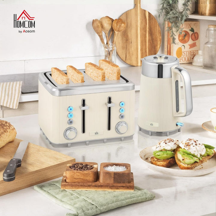 HOMCOM Wasserkocher Toaster Set 1,7L 2200W Schnell Wasserkocher mit Edelstahl-Innenraum, Kalkfilter,