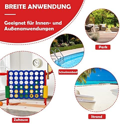 Riesiges 4 Gewinnt Spielset mit Wurfspiel und Basketballkorb, inkl. 42 Jumbo Ringen und Schieberegle
