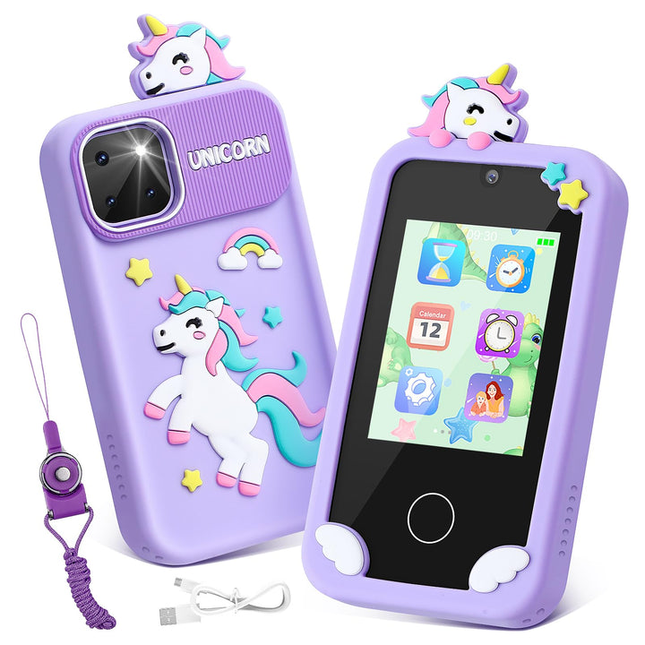 Kinder Smartphone Spielzeug, Weslery Handy mit Touchscreen, Doppelkamera MP3 Musik Player Kleinkind