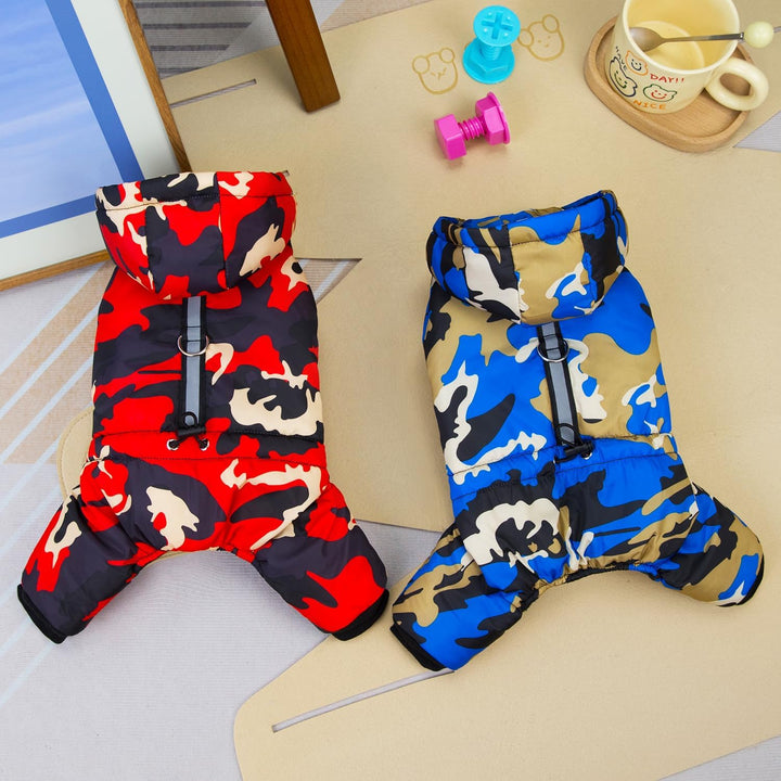 Izefia Hundemantel Haustier Bekleidung Jumpsuit Winddichte Kalte Wettermantel Tarnung Warme Winter D