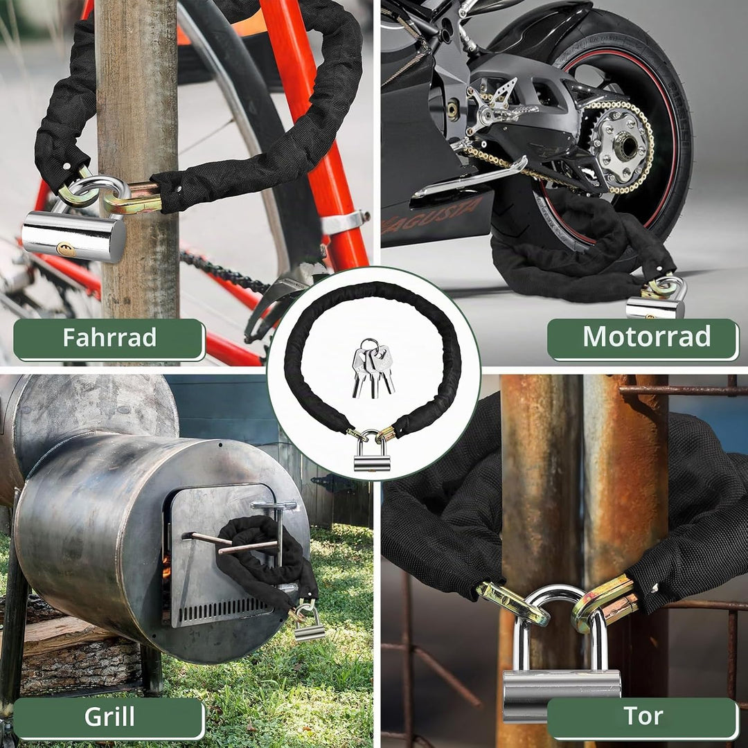 EYPINS Motorradschloss Fahrradschloss, 120cm ø10mm Kettenschloss Motorrad Kettenschloss Fahrrad Roll