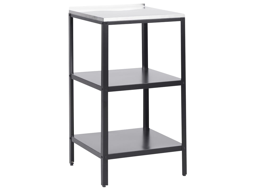 Beliani Outdoor-Kücheninsel Stahl schwarz mit Edelstahlplatte Silber schmal Vilama