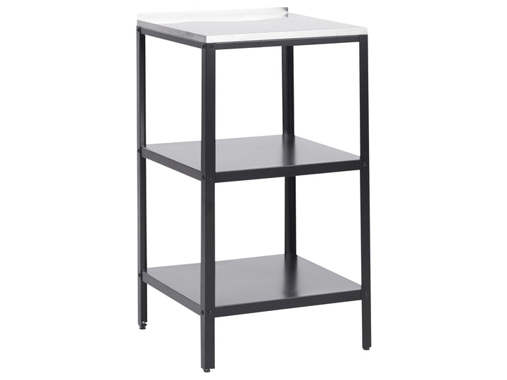 Beliani Outdoor-Kücheninsel Stahl schwarz mit Edelstahlplatte Silber schmal Vilama
