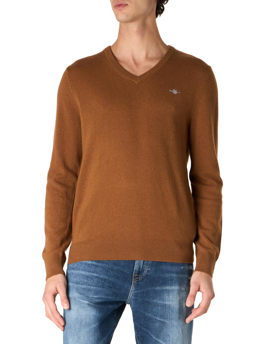 Gant Herren Extrafine Lambswool V-Neck Pullover (1er Pack) M Cacao, M Cacao
