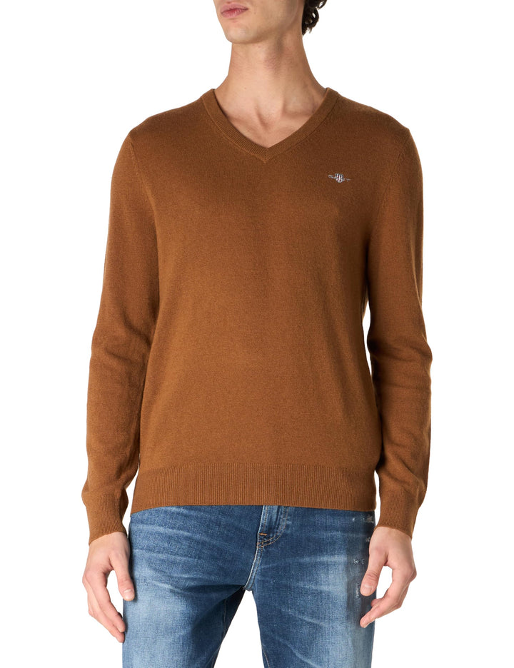 Gant Herren Extrafine Lambswool V-Neck Pullover (1er Pack) M Cacao, M Cacao