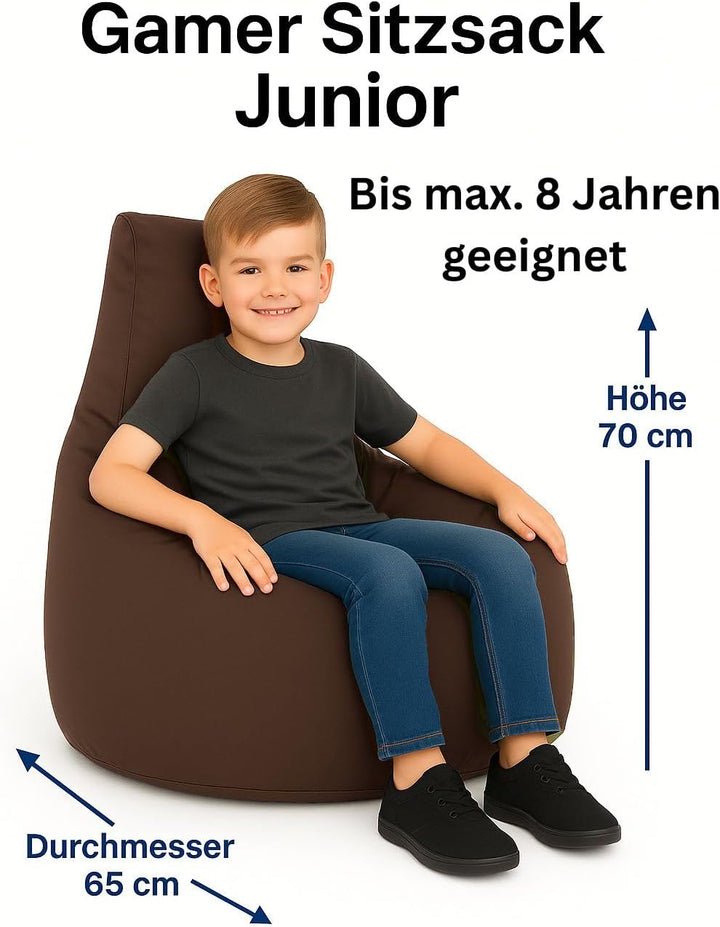 PATCH HOME Gamer Kissen & Lounge Sitzsack – befüllbar mit Reissverschluss, gefüllt mit Styropor, gee