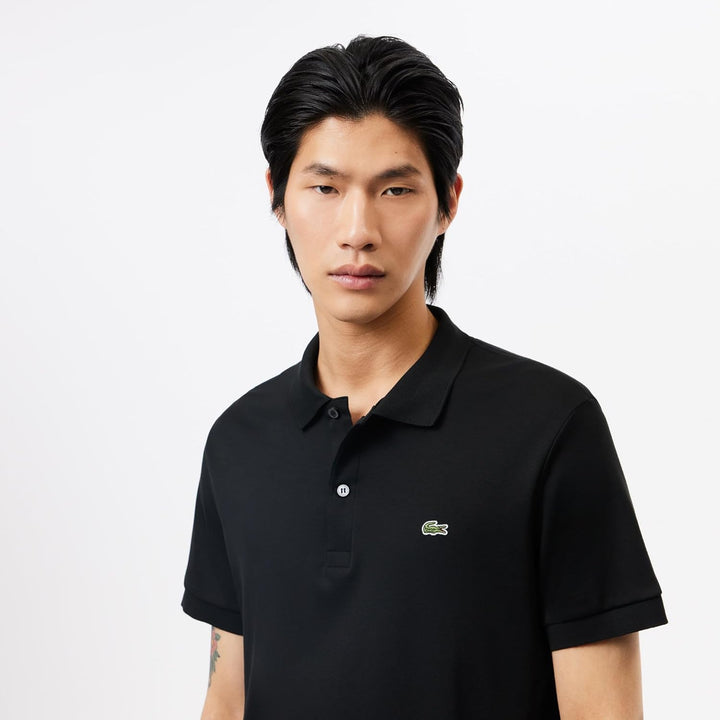Lacoste Herren Polo-Shirt Kurzarm DH2050, Männer Polo-Hemd,2 Knopf,Regular Fit S Noir, S Noir