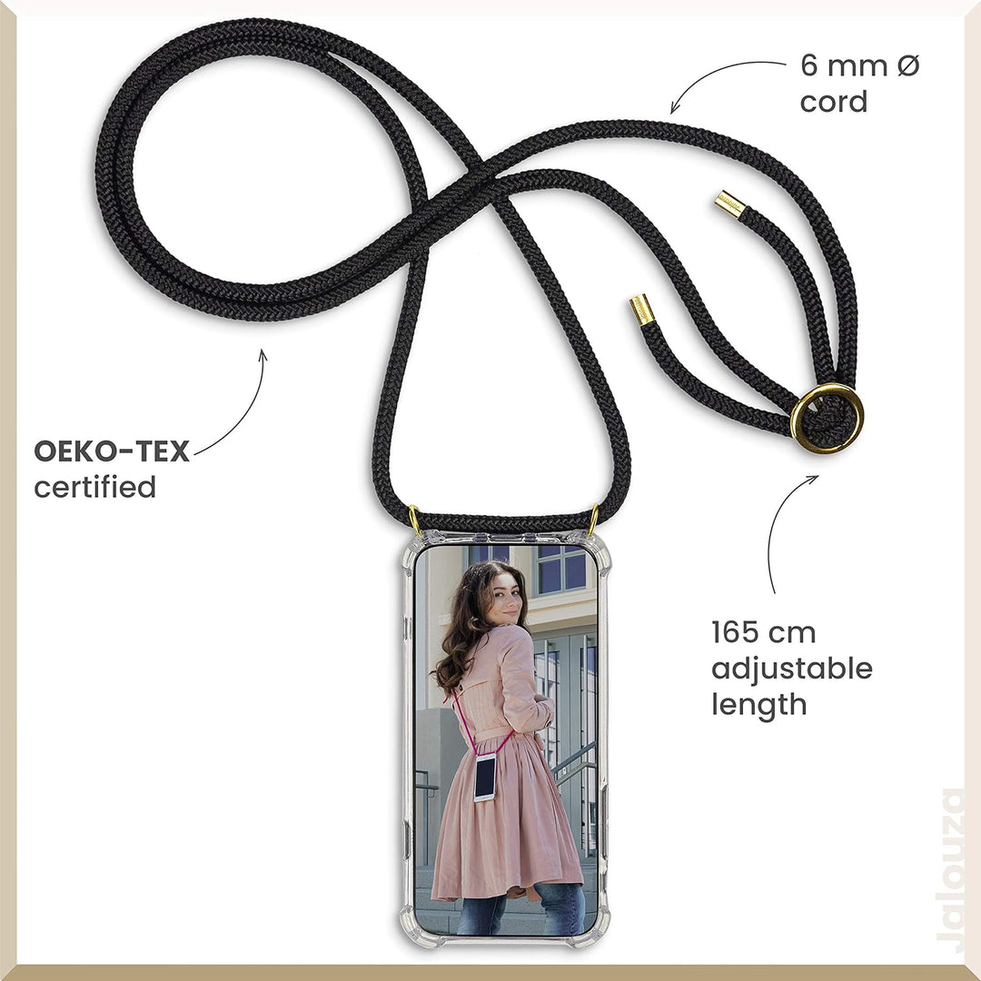 Jalouza Handykette, Kordel &amp; Hülle Bundle kompatibel mit iPhone 12 &amp; 12 Pro - Ankerkette in Gold und