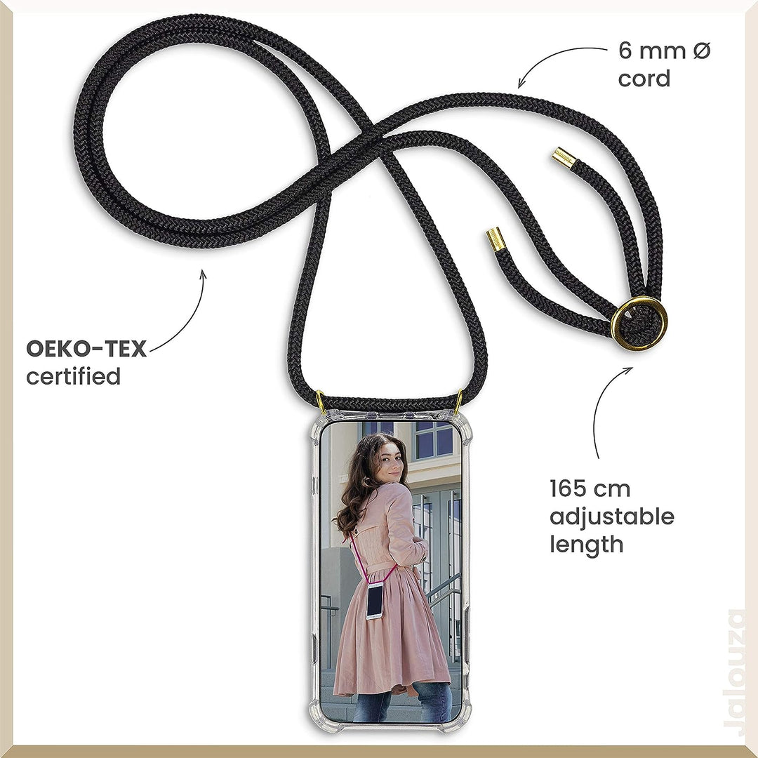 Jalouza Handykette, Kordel & Hülle Bundle kompatibel mit iPhone 12 Pro Max - Ankerkette in Gold und