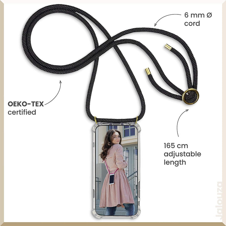 Jalouza Handykette, Kordel & Hülle Bundle kompatibel mit iPhone 12 Pro Max - Ankerkette in Gold und