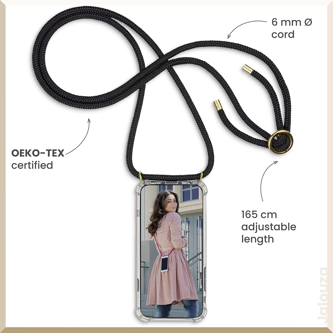 Jalouza Handykette, Kordel &amp; Hülle Bundle kompatibel mit iPhone 12 Pro Max - Ankerkette in Gold und