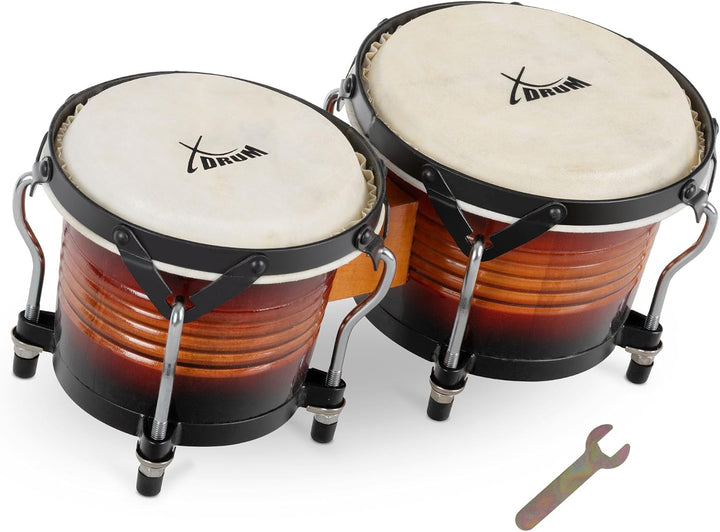 XDrum Bongos Pro Vintage Sunburst - 2 Trommeln mit 6,5" (17 cm) und 7,5" (20 cm) Durchmesser - Bongo