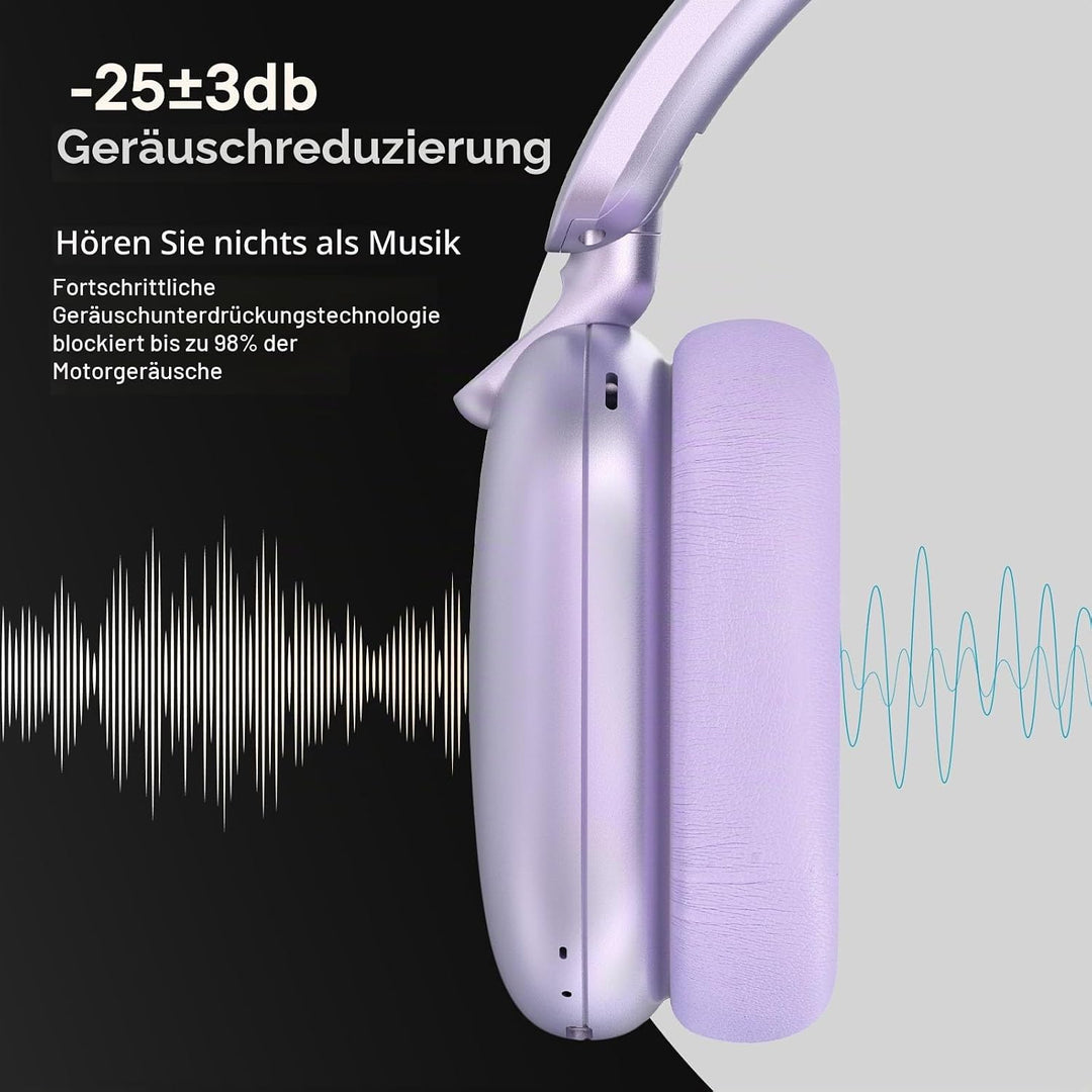 RORSOU C6 Aktive Noise-Cancelling-Kopfhörer, Drahtlose Over-Ear Bluetooth-Kopfhörer, 60 Stunden Spie