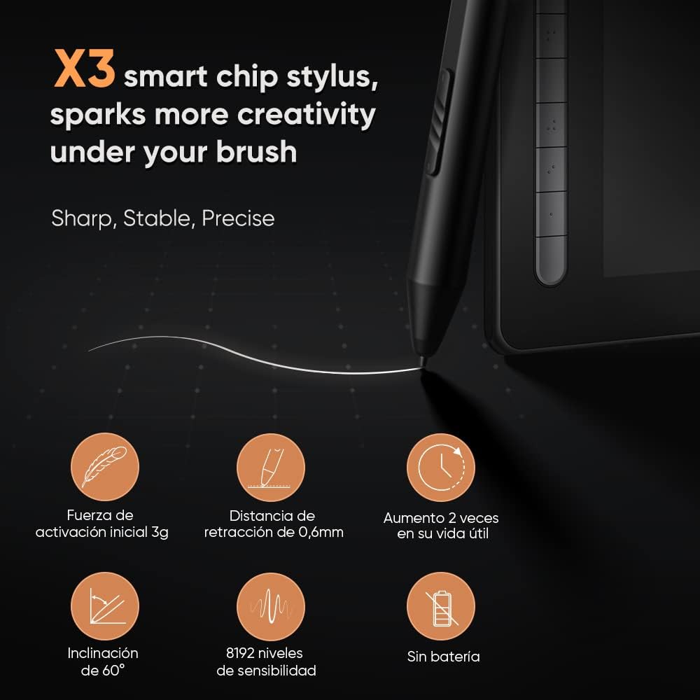 XPPen Artist 13 2 Gen. Grafiktablett, 13,3 Zoll Stift Display, 127% sRGB Farbraum, X3 Smart-Chip Sti