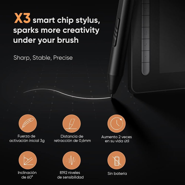 XPPen Artist 13 2 Gen. Grafiktablett, 13,3 Zoll Stift Display, 127% sRGB Farbraum, X3 Smart-Chip Sti