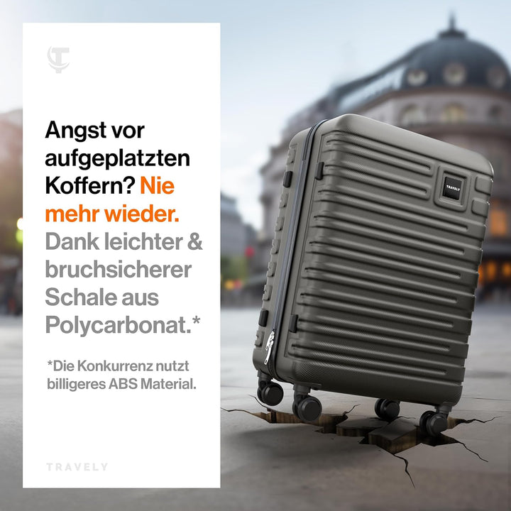 Travely Premium Koffer 24" Jede Menge Platz mit mehr als 75L Volumen, sehr robuster Hartschalen Koff