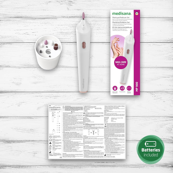 medisana MP 900 Maniküre & Pediküre Set elektrisch, Nagelfeile, Nagelfräser und Hornhautentferner, N