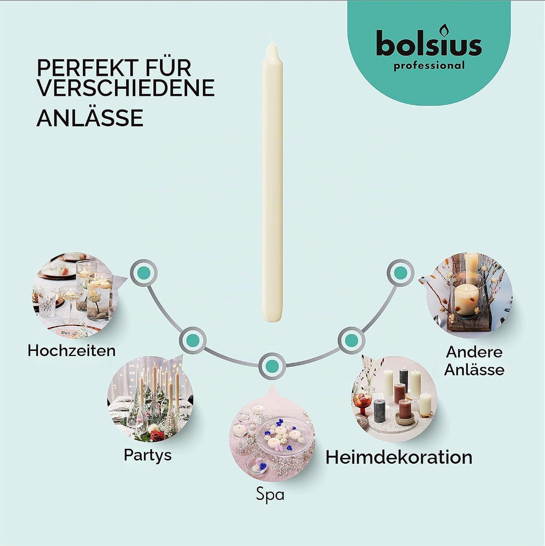 Bolsius Tafelkaars 290/22 ivoor - 50st