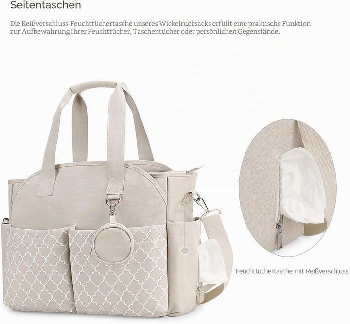 Lmbabter Diaper Bag Wickeltasche Beige, Beige