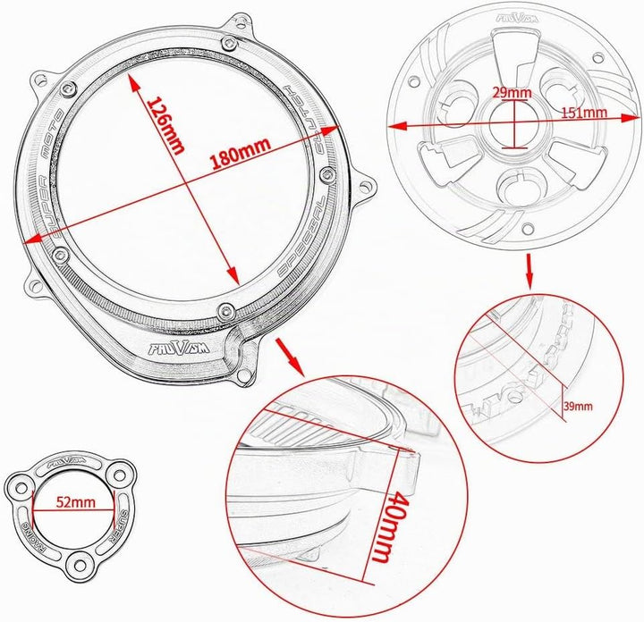 Motorrad Rennsport, durchsichtiger Kupplungsdeckel, Federhalter, R-Druckplatte, Motorschutz, Rahmens