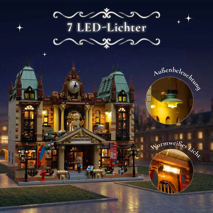 PANTASY Kunstakademie Klemmbaustein Set, Europäisches Architekturmodell mit Dreistöckigem Innenraum,