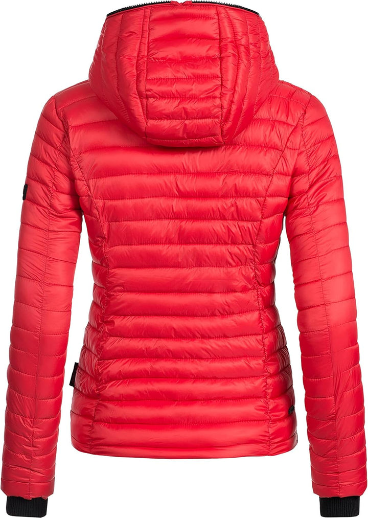 Navahoo Damen Damen leichte Übergangsjacke Steppjacke mit Kapuze Kimuk XS-XXL XS Rot, XS Rot