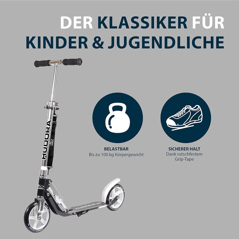 HUDORA BigWheel 180 Scooter - Tretroller für Kinder und Erwachsene - Roller ab 6 Jahre - Cityroller