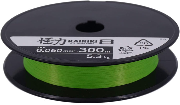 Shimano Kairiki 8, 300 Meter, grüne Mantis, geflochtene Angelschnur, 59WPLA68R0 0.06mm / 5.3kg, 300m
