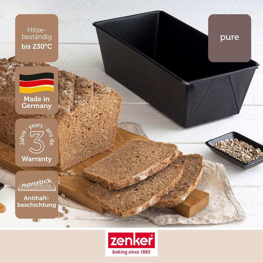 Zenker Brotbackform 2er Set - Schwarze Stahlblech Brotbackform Oval und Rechteckig, Für knuspriges B
