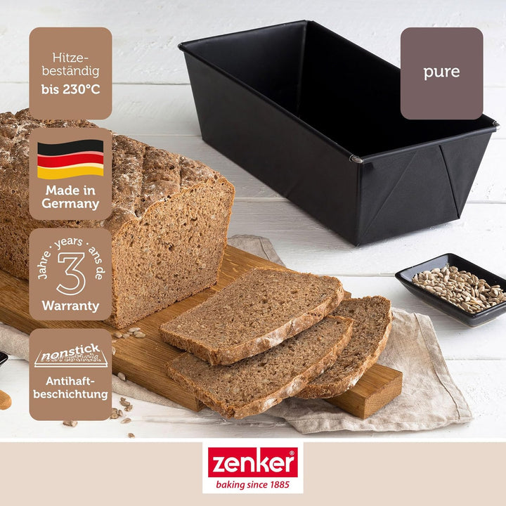 Zenker Brotbackform 2er Set - Schwarze Stahlblech Brotbackform Oval und Rechteckig, Für knuspriges B