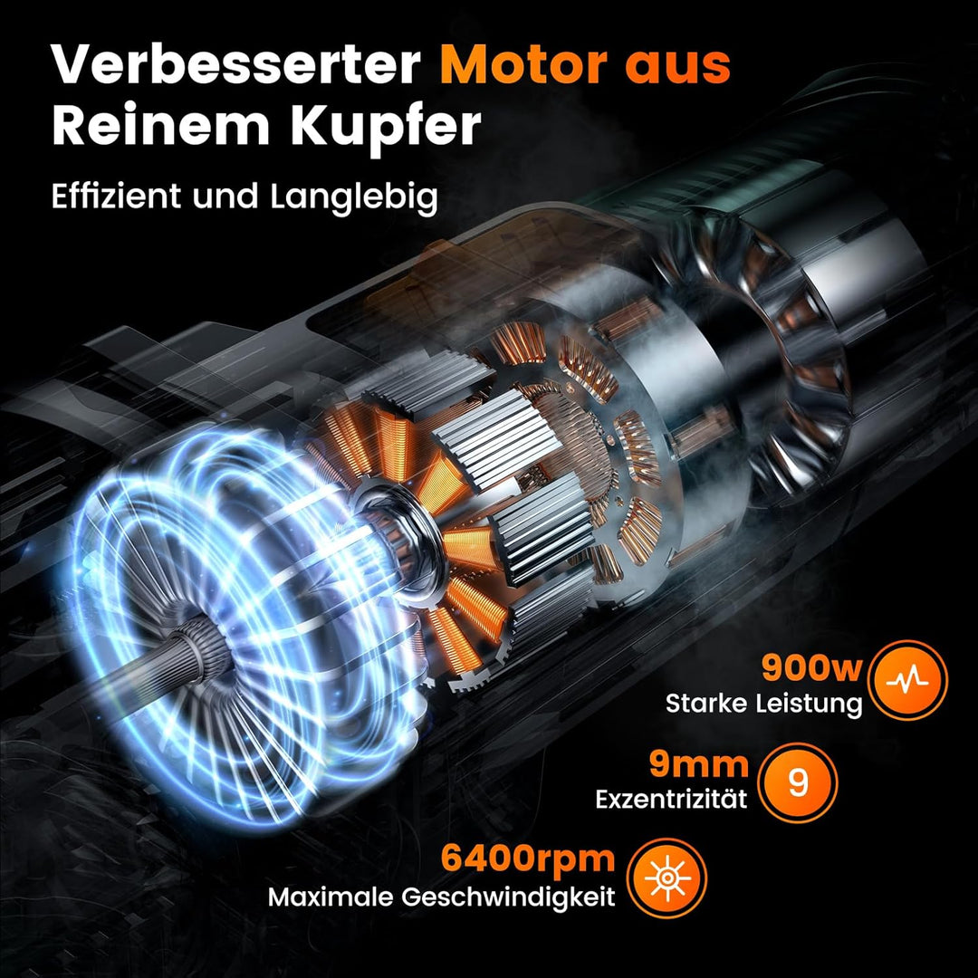 ETOOLAB Auto Poliermaschine, 15 mm-900 W Exzenter Poliermaschine, 6 Geschwindigkeiten 2000-6400RPM m
