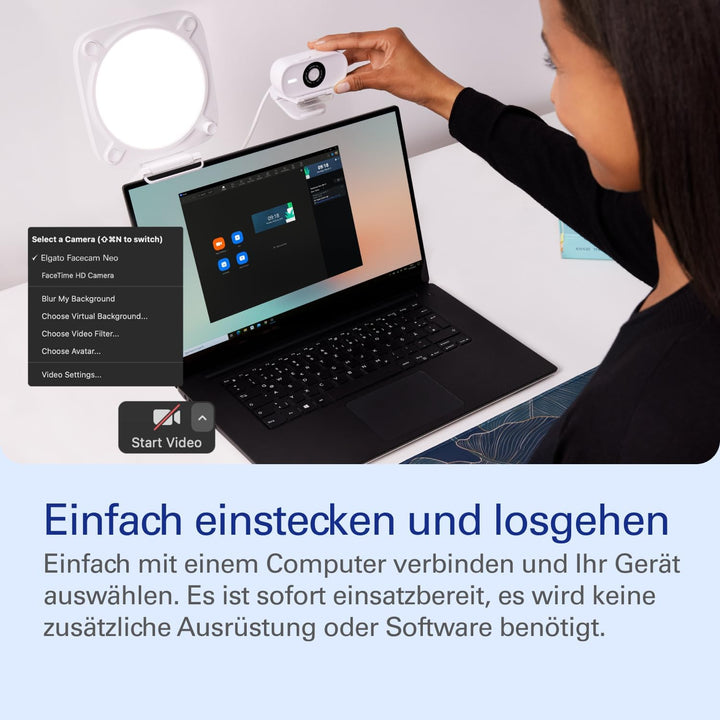 Elgato Neo Video-Lighting Bundle - Facecam Neo Full HD Webcam (Lichtkorrektur), Key Light Neo (Onboa