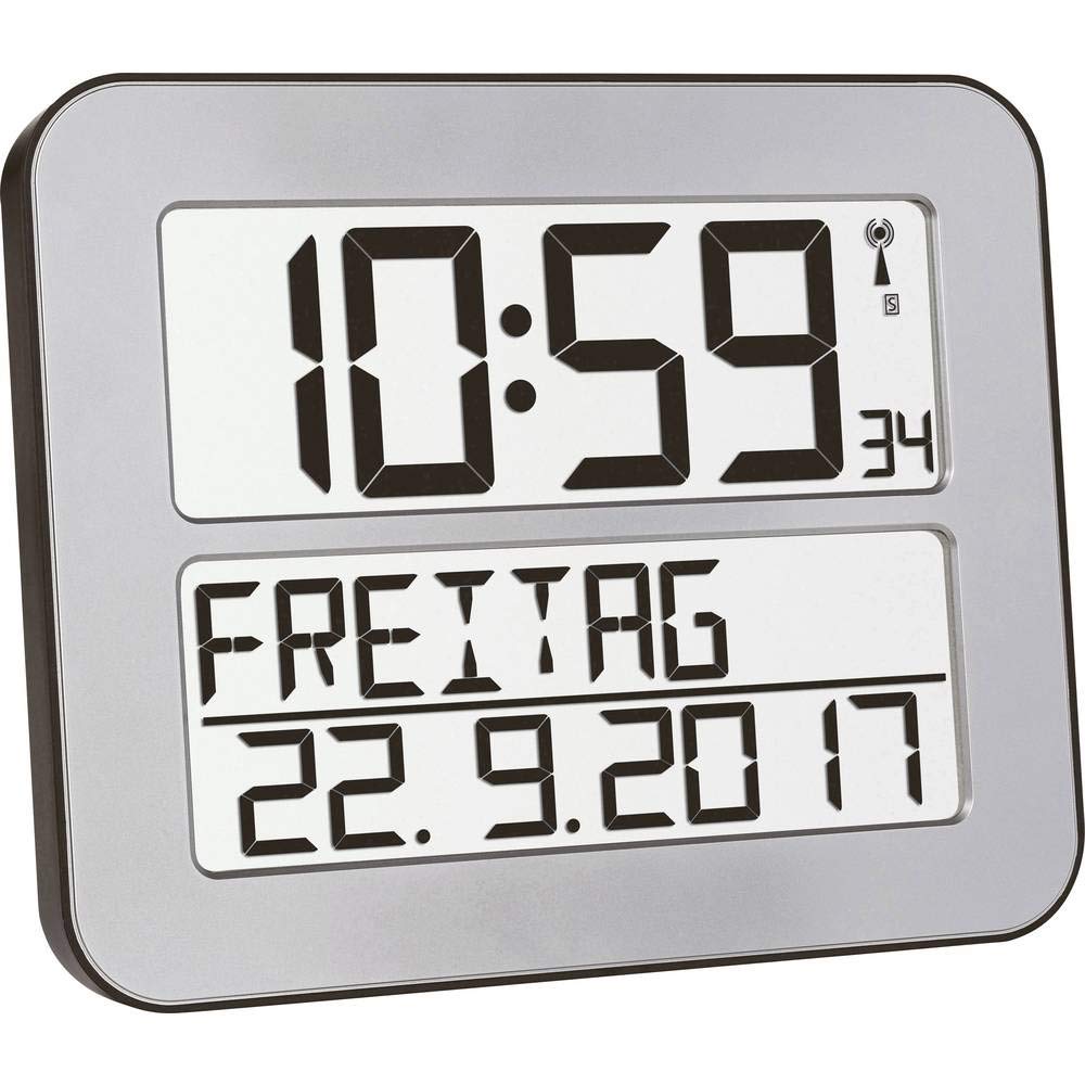 TFA Dostmann TimeLine Max Funk-Wanduhr, 60.4512.54, digital, übersichtliche Funkuhr, Seniorenuhr, De