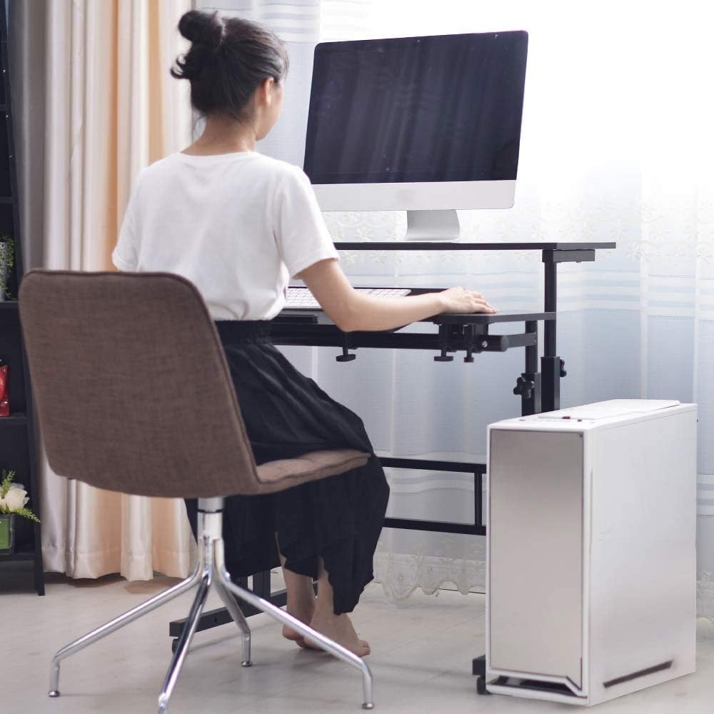 sogesfurniture höhenverstellbar Computertisch Laptoptisch mit Rollen, Mobiler Schreibtisch PC Tisch
