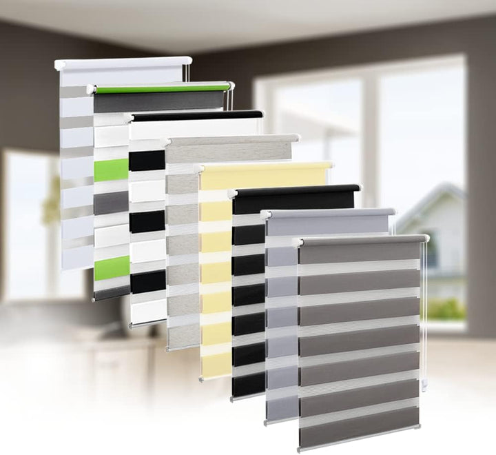 Eurohome Doppelrollo Klemmfix ohne Bohren, Duo Rollo,120cm x 150cm (Stoffbreite 116 cm) Grau Transpa