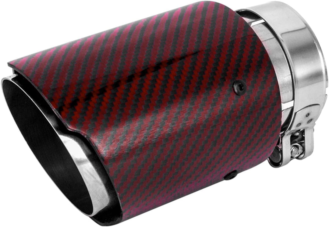 Krtopo 63mm Auspuffspitzen Auspuff Edelstahl und Glänzende Kohlefaser Auto Auspuff Endrohr, Einlass