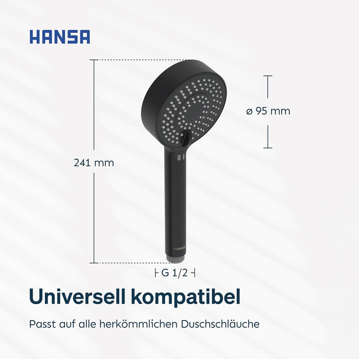 HANSA BASICJET Duschkopf mit 3 Strahlarten I Handbrause Dusche I Anti-Kalk Funktion I Brausekopf 95
