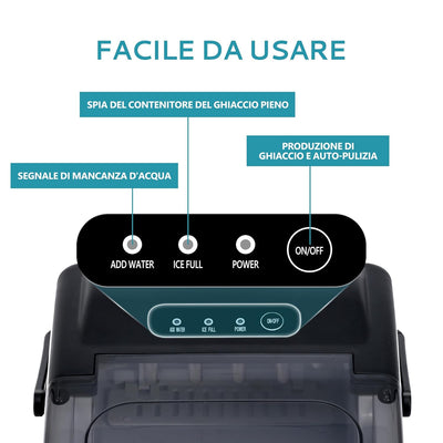 EUHOMY Eiswürfelmaschine 12 kg/24 h, 9 Würfel in 6 Minuten, selbstreinigende Eismaschine, mit Griff,