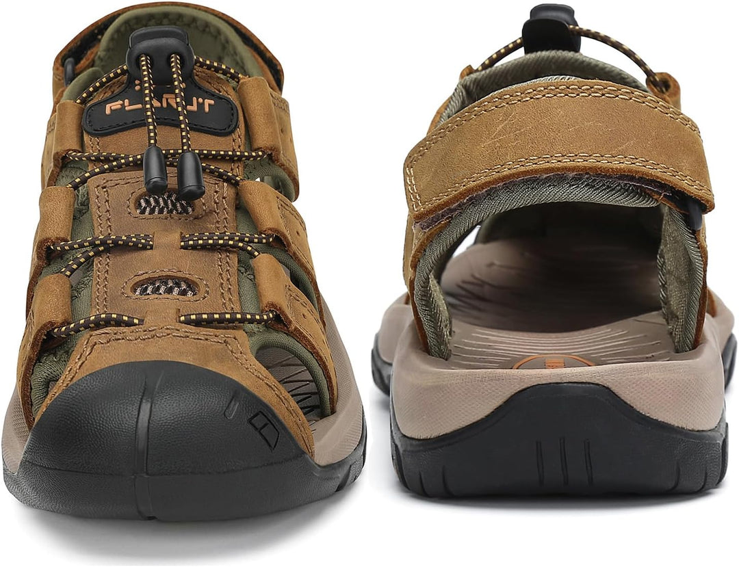 FLARUT Sandalen Herren Outdoorsandalen Sommer Wanderschuhe Trekkingsandalen Leder Strand Wandersanda