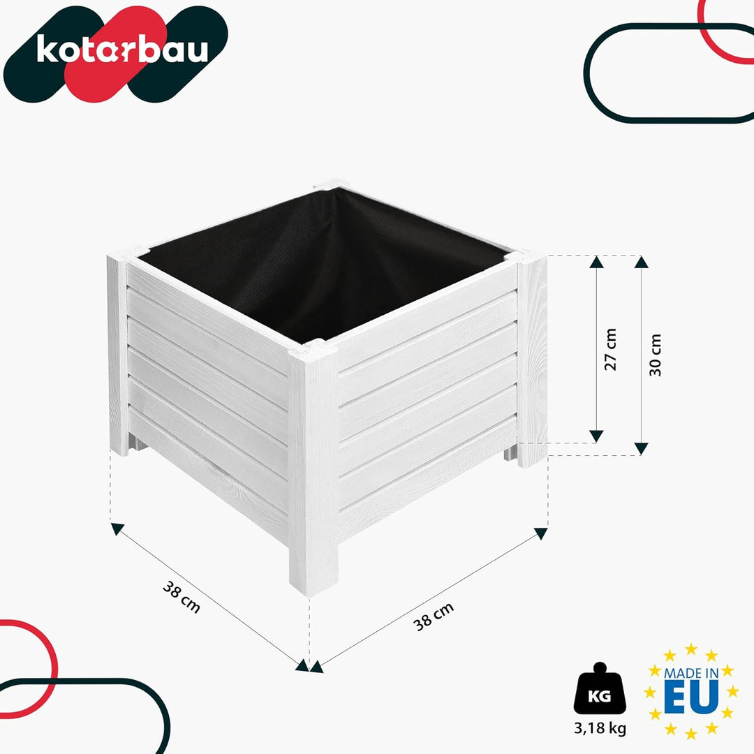 KOTARBAU® Blumenkasten - 38 x 38 x 30 cm - Pflanzkasten mit Vlies - Pflanzkübel gross aussen - Balko