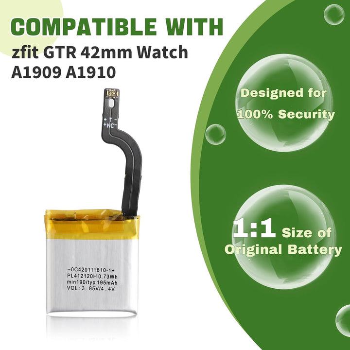 Neu PL412120H Akku Ersatz Kompatibel mit AMAzfit GTR 42mm A1909 A1910 Ersatzbatterie mit aktualisier