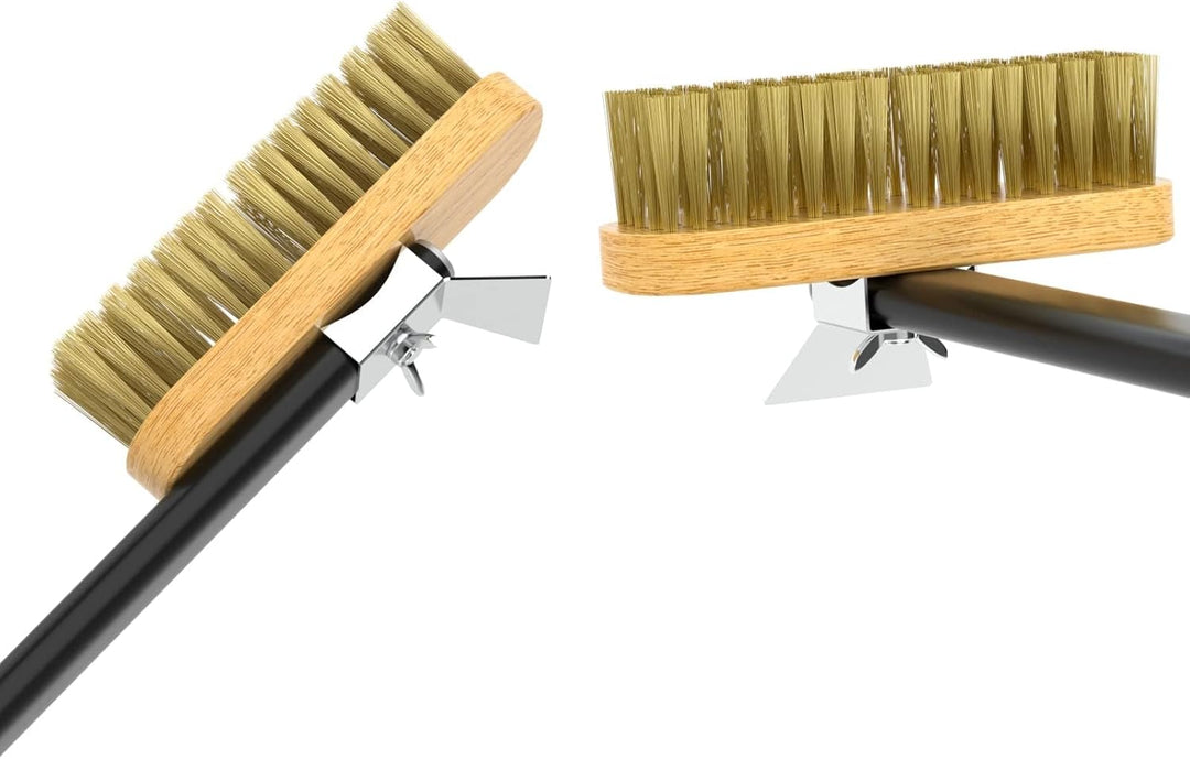 G.a HOMEFAVOR Pizzaofen Bürste Mit Stahlschaber, Abnehmbarem Langem Aluminium-Griff, Pizzaofenschabe