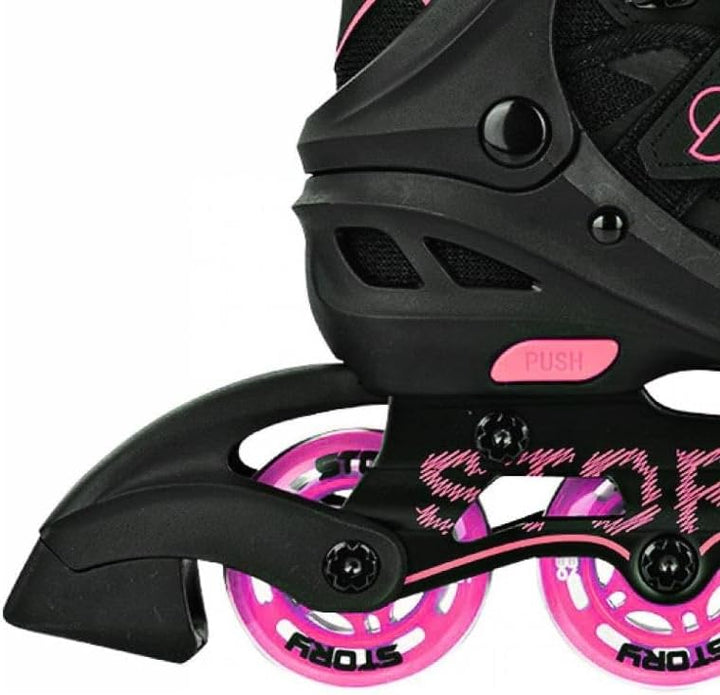 Story Fusion verstellbare Inline-Rollschuhe, rosa, leichte Aluminiumkonstruktion, atmungsaktives Mes