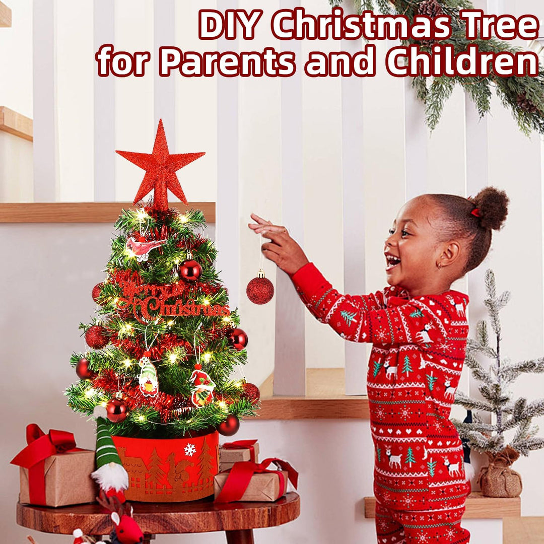 LEAZZLE Mini Weihnachtsbaum Kleiner,künstlicher geschmückter Weihnachtsbaum Tannenbaum 60cm mit Ster