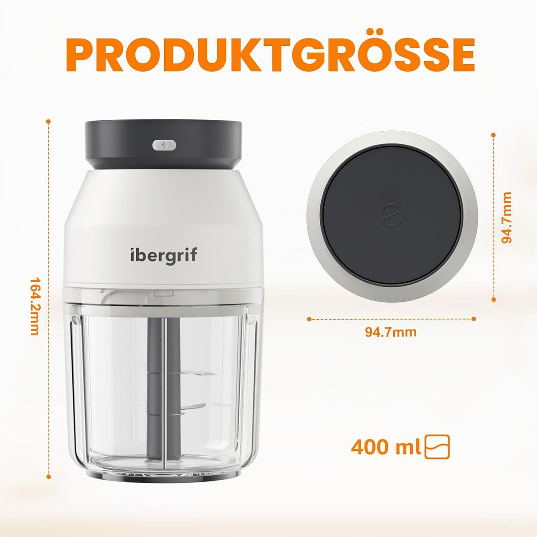 Ibergrif M503 Multizerkleinerer Elektrisch,Zerkleinerer Elektrisch 400ml, USB-Aufladung, Portabilitä