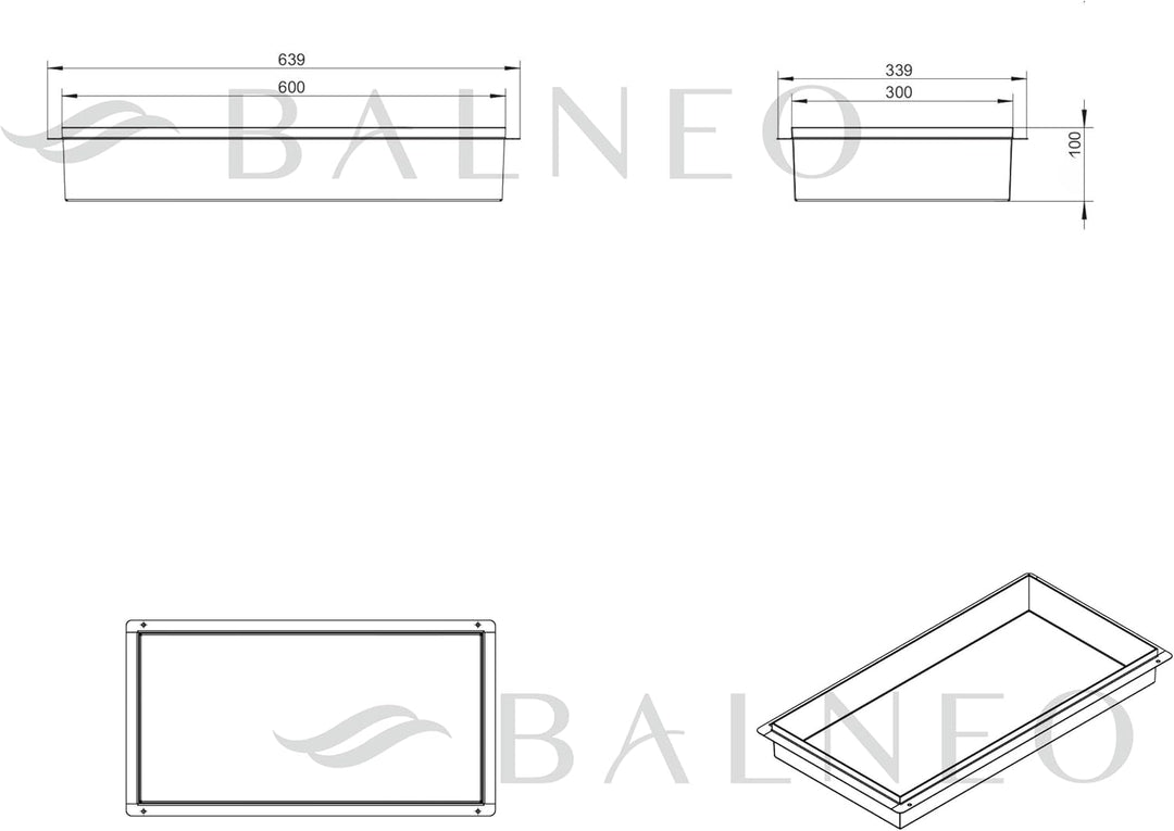 Balneo Wall-Box NO Rim Kupfer Wandnische dusche Edelstahl 60x30x10 cm Duschnische wasserdicht, Flexi
