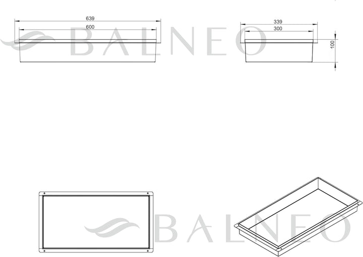 Balneo Wall-Box NO Rim Kupfer Wandnische dusche Edelstahl 60x30x10 cm Duschnische wasserdicht, Flexi