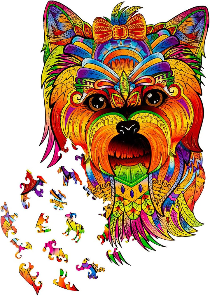 WOODVIO - Holzpuzzle für Erwachsene und Kinder - Yorkie, Fantasy-Puzzle in Tierform, 172 einzigartig